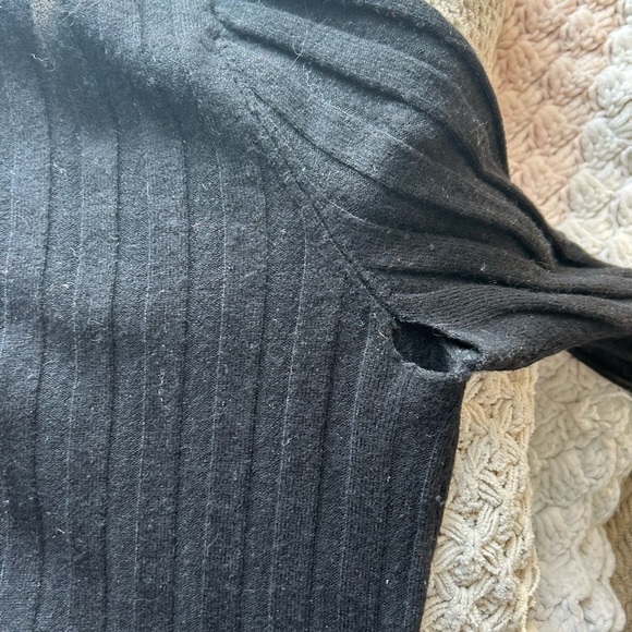 Sezane Black Ribbed Mini Sweater Gabriella Dress - Picture 3 of 5